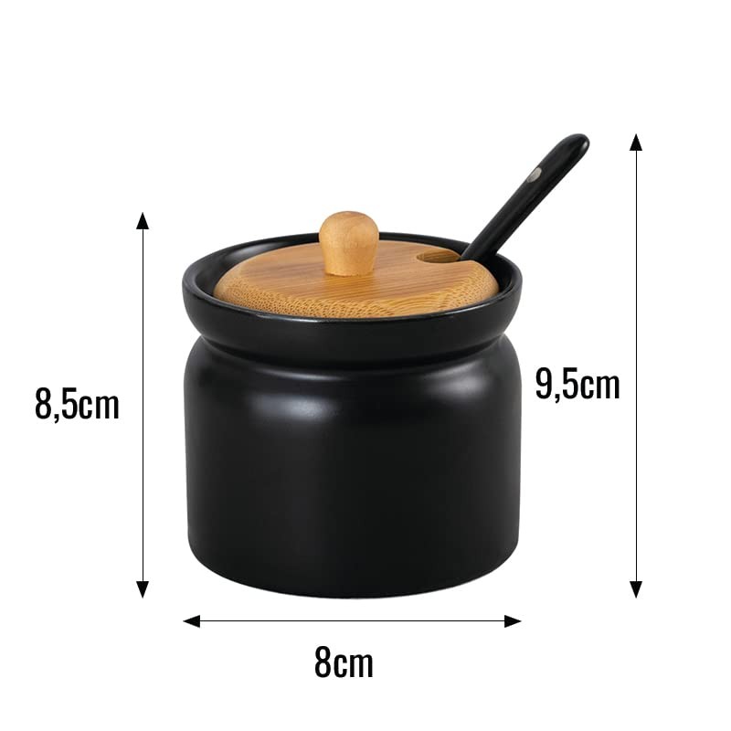 Pullmer Ceramic Sugar Bowl with Bamboo Lid and Sugar Spoon,