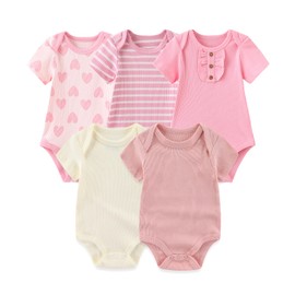 Chamie Newborn Baby Bodysuit Short-sleeved for Baby Boys and Girls 0-12M, Pack of 5