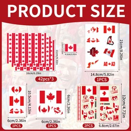 Canada Stickers and Temporary Tattoos Set – 76 Pcs Flag Stickers & Temporary Tattoos for Adults and Kids – Colorful, Easy-to-Use, Fun for Celebrations, Festivals, and Sports Events, Canada Day