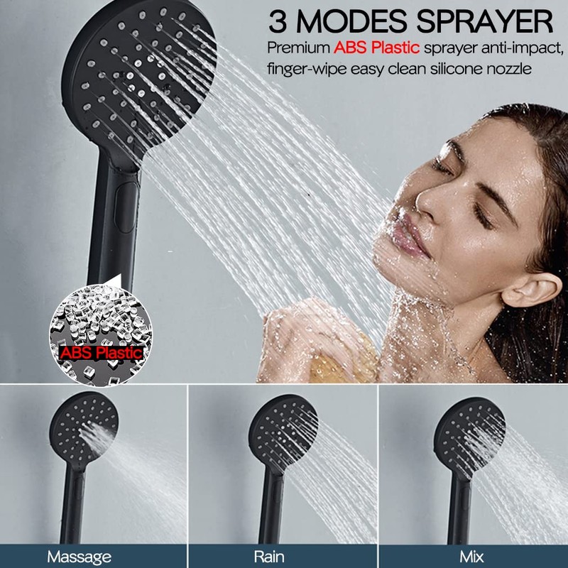 KAPHOME Matte Black Wall Mount Bathtub Faucet with Hand Shower,Tub