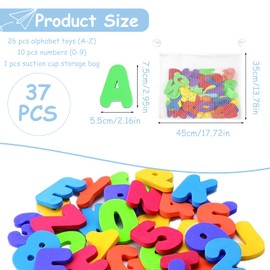 Bath Letters and Numbers, Baby Bath Toys, 36 Pcs Creative Toddler Bath Toys and 1 Pcs Toy Storage Bags, Educational Foam Letters and Numbers Bath for Baby Boys and Girls