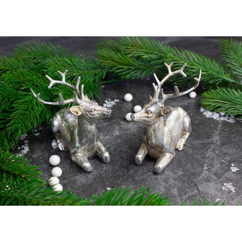 B2S BACK2SEASON Reindeer Pair Nilan Silver Lying Down Small Elegant