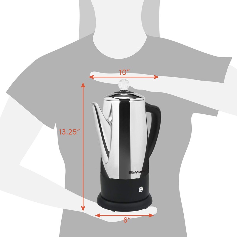 Elite Gourmet EC812 Electric 12-Cup Coffee Percolator with Keep Warm,