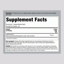 Lindberg Garlic Supplement Pills | 500mg | 100 Caplets | Odorless with High Allicin (5000mcg) | Allium Sativum Extract | Non-GMO, Gluten Free