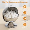 2 Pcs Stainless Steel Sugar Bowl with Roll Top, Stainless