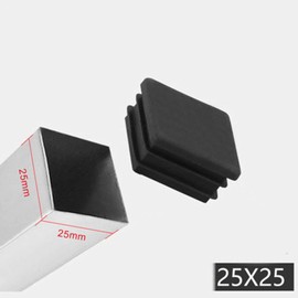 Zaky 30 pcs Lamellar Plug for Square and Rectangular Pipe Black Square Tube Inserts Square Ribbed Plastic Insert Plugs End Caps 25 x 25mm for Chairs Desks Tables Beds Furniture Foot
