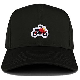 Trendy Apparel Shop Motorcycle Patch Structured Motorcycle Cap - Black