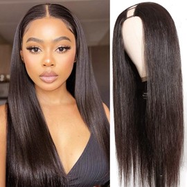 Oseti Straight V Part Wig for Black Women Long Dark Brown Wig Straight V/U Part Wig Black Half Wig 22inch Upgrade U-Part Wig for Daily Part Use…