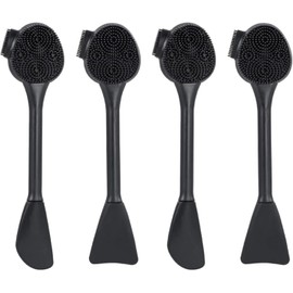 Cepillos De Limpieza Facial De Silicona 4 En 1, Paquete De 4, Exfoliantes Faciales De Silicona De Doble Cara, Para El Cuidado Facial Y Masaje (Negro)