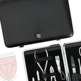3 Swords Germany - brand quality 11 piece manicure pedicure grooming kit set for professional finger & toe nail care scissors clipper fashion leather case in gift box, Made by 3 Swords Germany (462)