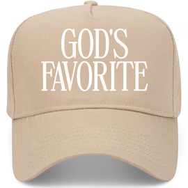 God's Favorite Vintage Trucker Hat | Premium Snapback Baseball Hat for Men & Women (US, Alpha, One Size, Khaki)