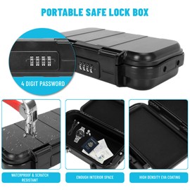 Mini Cofre Portatil, Impermeable Compacto y Portátil Estuche Seguridad, Anti-caída Caja Fuerte Digital De 4 Dígitos, Utilizado en Dormitorios, Viajes, Playa, Hotel, Coche, Hogar, Oficina
