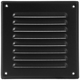 Vent Systems - 5 x 5 Inch (Inner) Black Metal Square Soffit Air Vent Grille Cover, Register Vent Deflector Louver Built-in Mesh HVAC for Bathroom Home Office Kitchen 6.5" x 6.5" (Outer)
