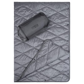 1TG Tactical Camping Blanket for Cold Weather- Puffy, Packable, Ultra Warm and Lightweight with Snap Button Backpacking Quilt, for Sleeping, Outdoors, Travel, and Indoor Use - Large/Gray