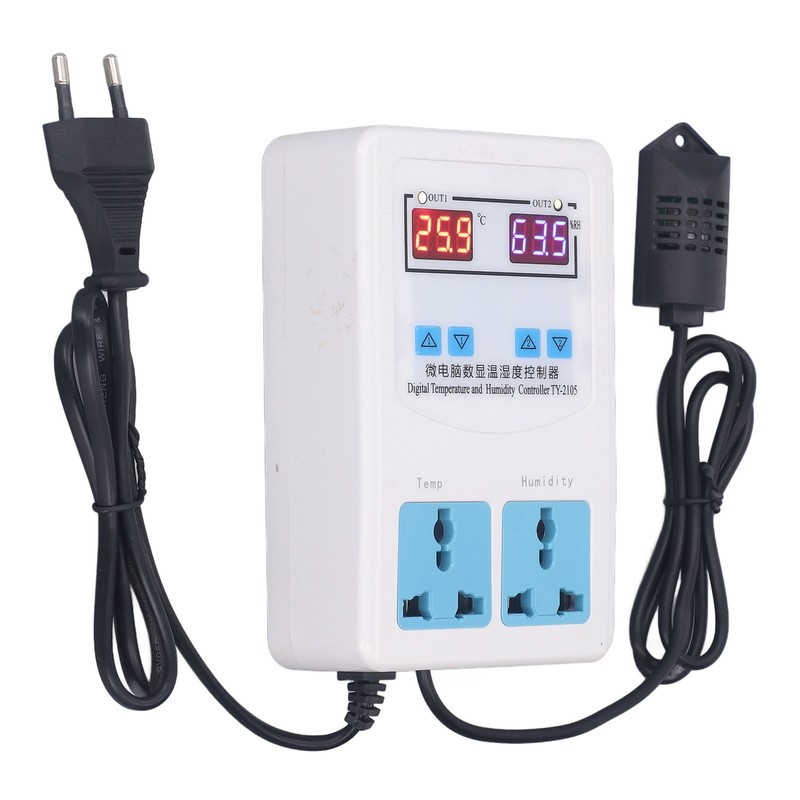Temperature Humidity Controller -20~60℃ 0~100.0%RH LCD Display Humidistat Thermostat AC