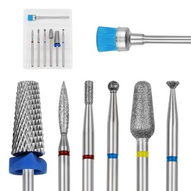 ESUOHYM 7PCS nail drill bits nail tech Sets Tungsten steel carbide Diamond for Acrylic Nails Poly Gel Cuticle Remove, 3/32'' Professional Nail Bits Set for E-Files for Manicure Pedicure, Home Salon