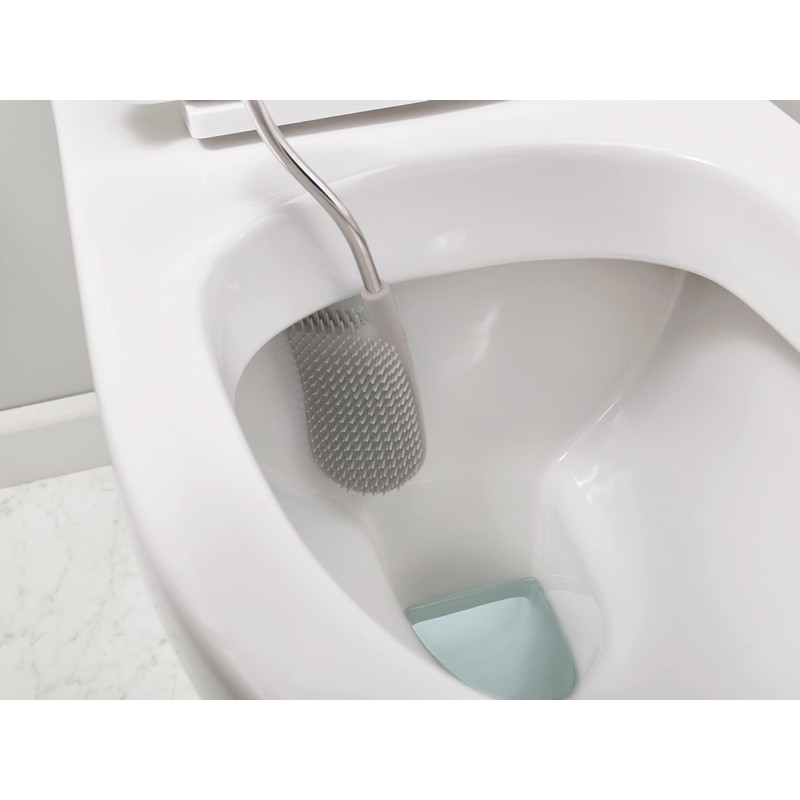 Joseph Joseph Toilet Brush with Slim Holder Flexible Anti-Drip, Grey/White