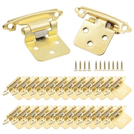 1/2 Inch Overlay Kitchen Cabinet Hinges, 24 Pack(12 Pairs) Gold Cabinet Hinges for Cabinet Door, Face Mount Semi-Concealed Self Closing Cabinet Hinges