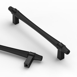 Asidrama 10 Pack 5 Inch(128mm) Matte Black Kitchen Cabinet Handles, Cabinet Pulls Kitchen Cabinet Hardware for Cupboard Drawer Pulls