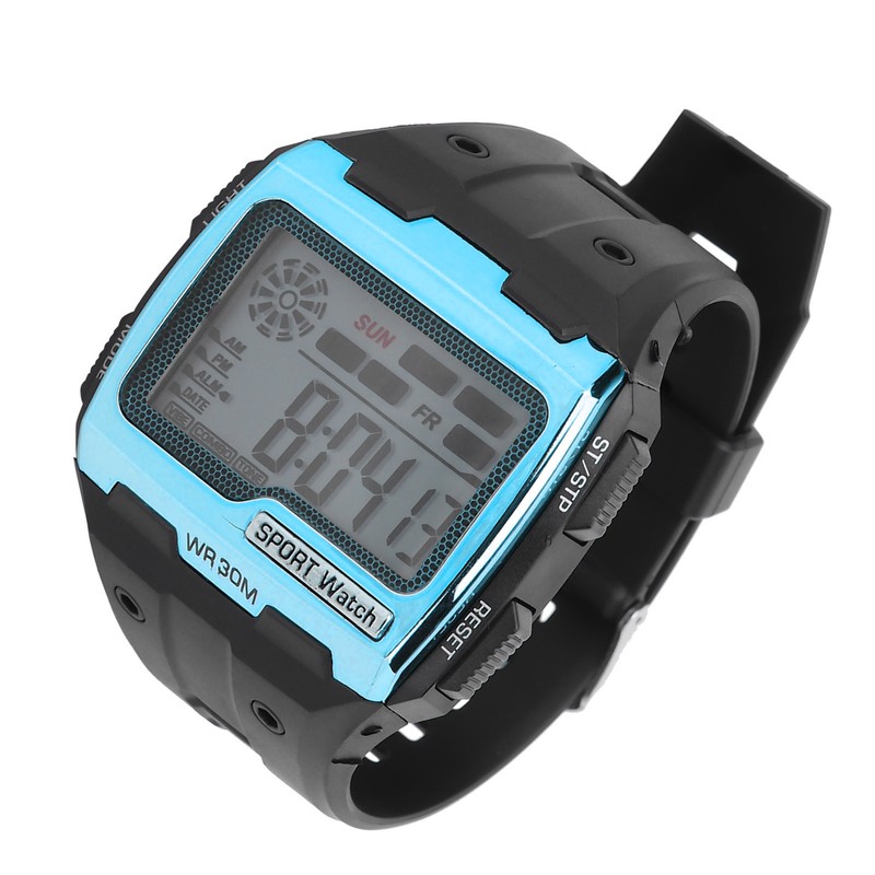 Digital Sports Watch Large Dial Night Light Waterproof Dual Time