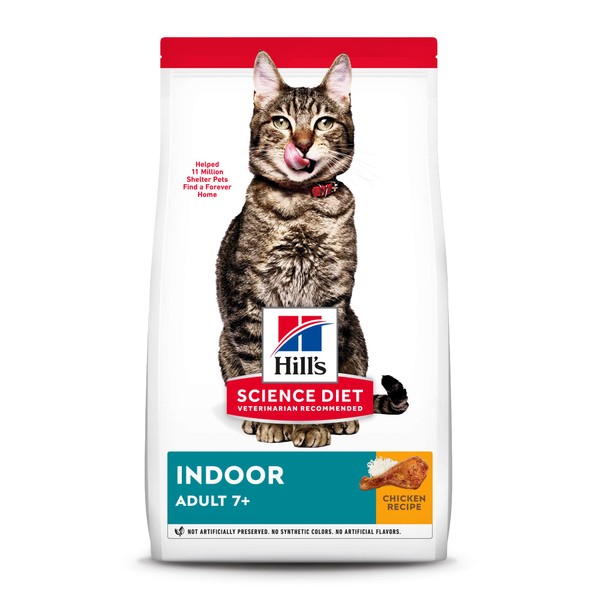 Hill's Science Diet Dry Cat Food, Adult 7+ for Senior Cats, Indoor, Chicken Recipe, 7 lb. Bag
