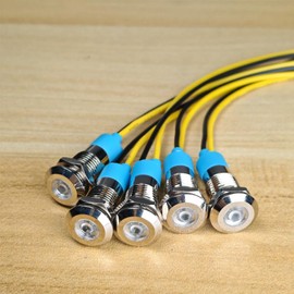 Kiligen 5pcs 8mm 110V-220VAC LED Waterproof Indicator Light Pilot Light Signal Indicator (White)