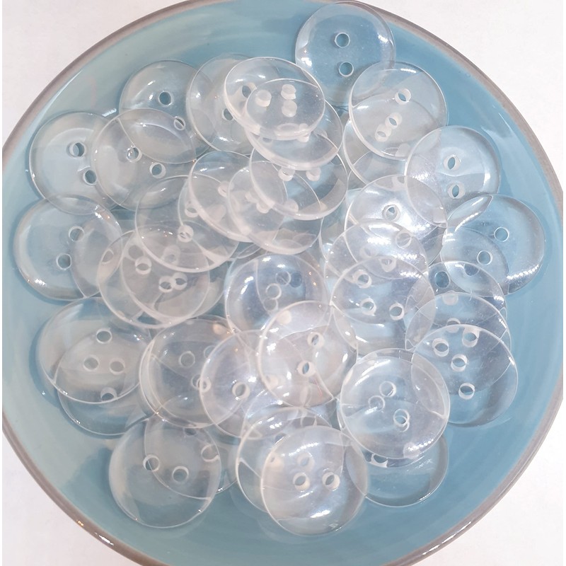 MajorCrafts® 50pcs 18mm Transparent Clear 2 Holes Round Resin Sewing