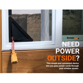 ScreenLet Window Screen Pass Through Attachment - Bring Inside Power Outside, Easily - Fits on Any Standard Window Screen - Ideal for Holiday Lights, Landscaping Equipment, RVs and Boat Houses - Black