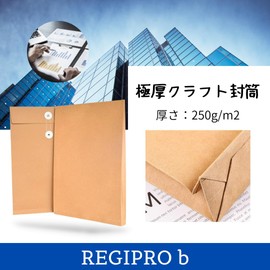 Regipro b Extra Thick Kraft Paper, A4 Size, Envelope with String 8.8 oz (250 g), For Document Storage, Resume, Gusseted (10)