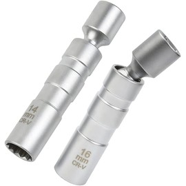 Manguito de Bujía Giratoria Magnética de Paredes Delgadas de 14 Mm Y 16 Mm - Herramienta de Desmontaje de Manguito de Bujía de 12 Puntos