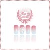 Christmas Press on Nails Pink White Glitter Gradient Fake Nails