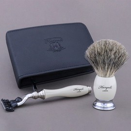 Men shaving shave kit badger hair shaving brush & 3 Edge Razor Mens with Travel Shaving Case