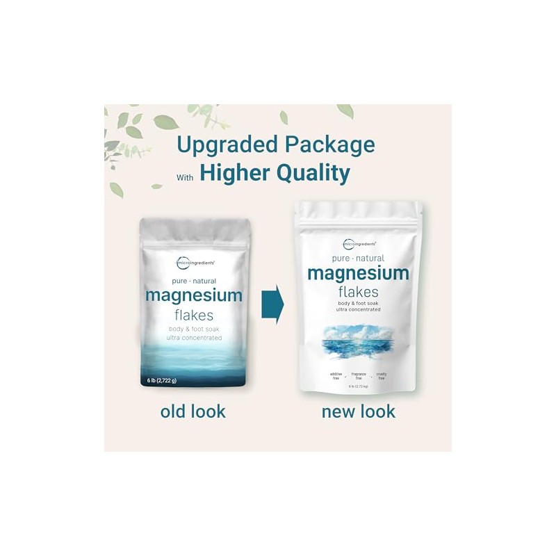 Pure Magnesium Flakes, 6lbs | Great for Foot & Body
