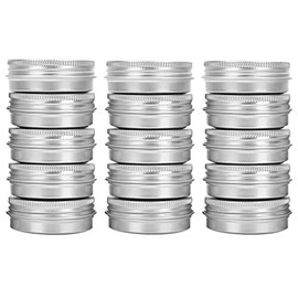 CTKcom 1 Ounce Metal Tin Cans Round Empty Containers with Clear Window Screw Lid Silver Aluminum Can Sample Containers Cosmetic Lip Balm Containers for DIY Salves Candles Candies Crafts,15 Pack