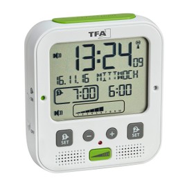 TFA Dostmann 60.2538.02 Funkwecker Boom mit Vibrationsalarm (Weiss)