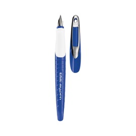 Herlitz My.pen 50046775 School Fountain Pen for Right-Handed Users (M Nib), Blue/White, Pack of 1 in Foil Case