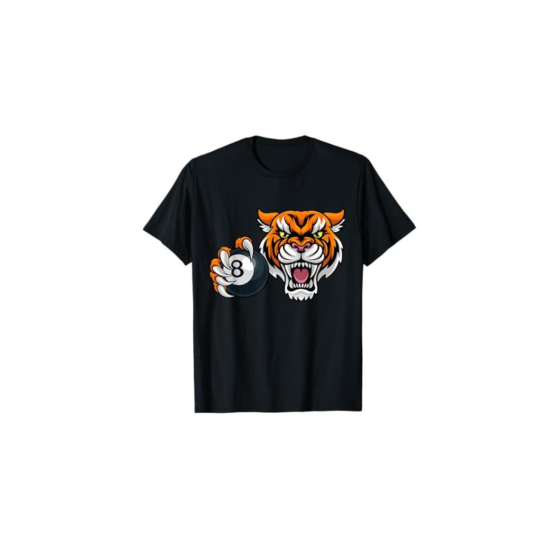 Tiger Angry Pool 8 Ball Billiards Cartoon Character T-Shirt