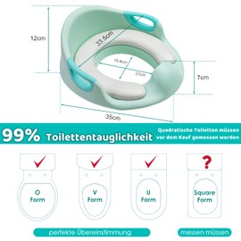 Children's Toilet Seat with Soft Cushion and Splash Guard, Potty Trainer for Boys and Girls, Toilet Trainer for Children 1-7 Years, Green