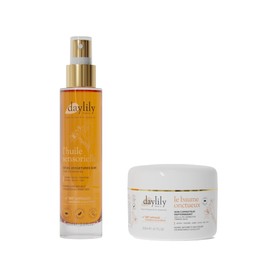 Daylily Set Mama Self-Love | sensorisches Öl Ritual Dehnungsstreifen Abend 100 ml + cremiger Balsam 200 ml | korrigiert und nährt | Special Care Stillpflege | Vegan & Cruely Free | hergestellt in