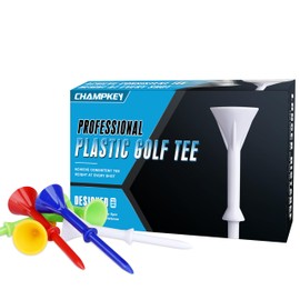 CHAMPKEY 3-1/4" Premium Golf Tees - Excellent Durability and Stability Plastic Tees - 50 Pack Plastic Golf Tees (Yellow)