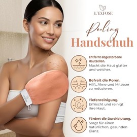 L'Exfose 2 x Exfoliating Glove for Body Kessa Horsehair Exfoliating Glove for Body and Face made of natural viscose removes dead skin cells