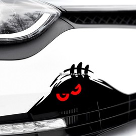 HastingsDesigner MONSTER PEEPER DEVIL EYES Scary Funny Car/Van/Bumper JDM DUB Vinyl Decal Sticker (Red)