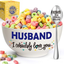 YEUYUQIU Gifts for Husband - Husband Gifts from Wife - Wedding Anniversary, Husband Cereal Bowl and Cereal Killer Spoon Set - I Love You Gifts for Him - Christmas Birthday Gifts for Husband