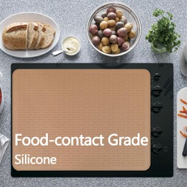 YUHFERA Stove Top Cover for Electric Stove - Silicone Stove Mat for Glass Top, Glass Cooktop Protector, XL Dish Drying Mats For Kitchen,Oven Covers for Electric Stove (Caramel,28 x 20)