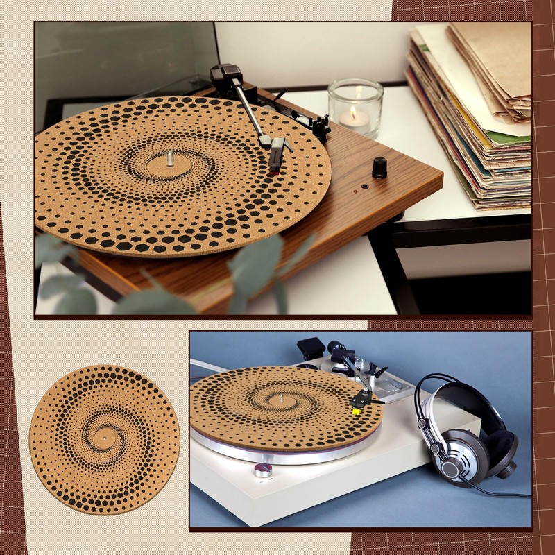 Briwooody Cork Turntable Mat/3mm Thick for Better Sound Support on