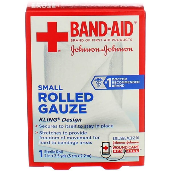 (2 Pack) Johnson & Johnson Red Cross First Aid Rolled Gauze 2" - Each