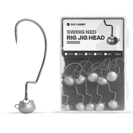 OJYDOIIIY OJY&DOIIIY Swing Weedless Ned Rig Jig Heads, 12 Pack Finesse Mushroom Shaky Jigheads 3/16oz for Bass Fishing