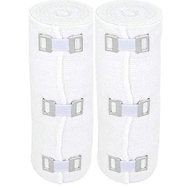 GT Elastic Bandage Wrap (6" Wide, 2 Pack) - Reusable Compression Bandages with Durable Strong Metal Clips - Hypoallergenic Latex-Free Breathable Bandages - Ideal for Injuries, Joints, Knees & Sprains