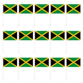 15 Pieces Jamaican Hand Waved Flags, National Flag Hand Waved Flags, Polyester Flags, Party Decorations, Fan Flags, Decorative Flags, Fan Supplies