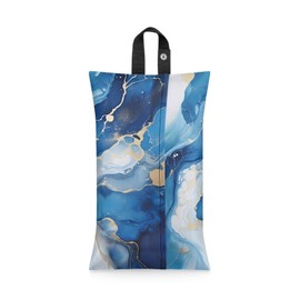 ZDCUSTOM Hanging Tissue Bag with Blue Marble Print Tissue Purse Pocket Tissue Pouch Toilet Paper Hanging Bag Travel Napkin Holder Tissue Pouch